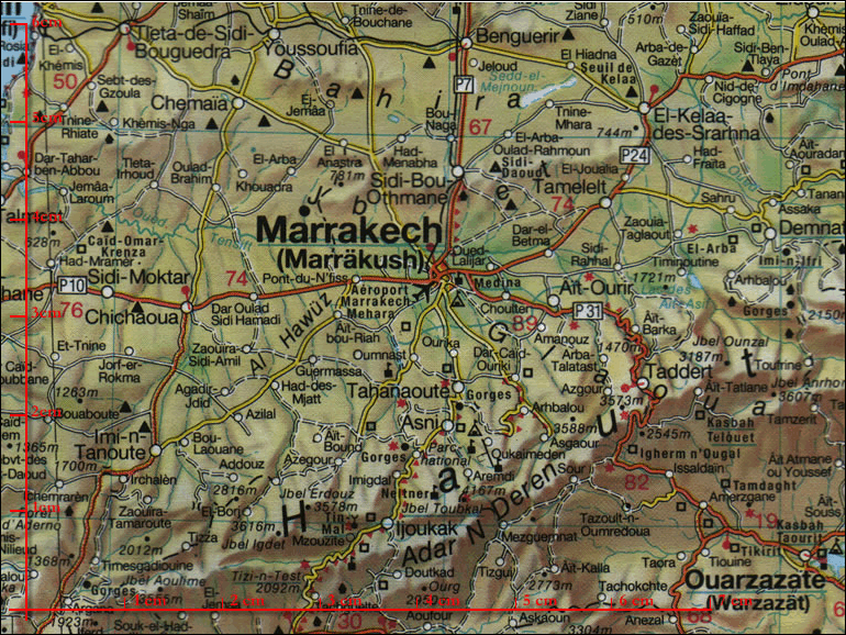 Kartenausschnitt der Urlaubskarte Marokko